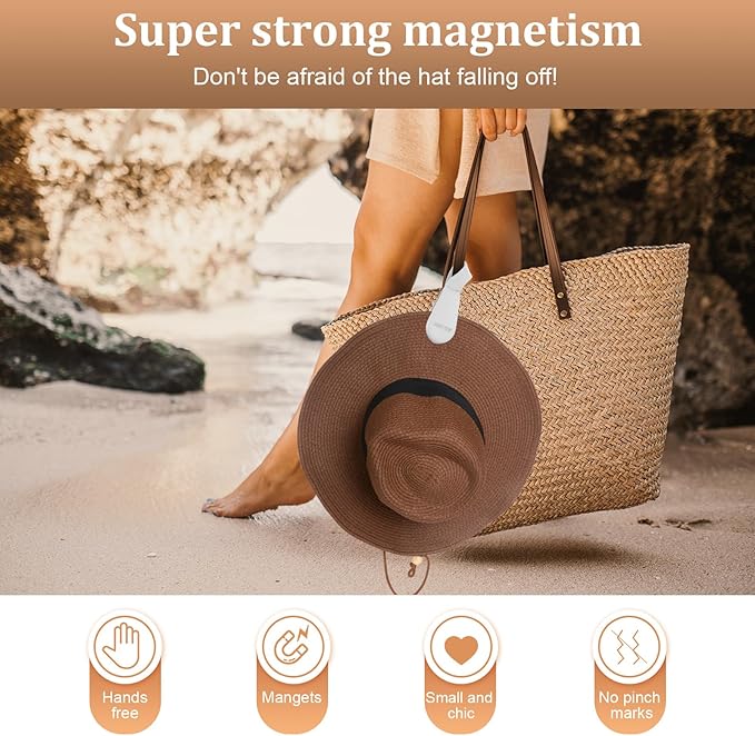 Magnetic Hat Clip 1-Pack - The Light Gray Hat Clip for Travel on Bag, Magnetic Hat Clips for Bag, and Secure Hat Holder for Travel on Caps & Beach Hats, Vacation Essentials