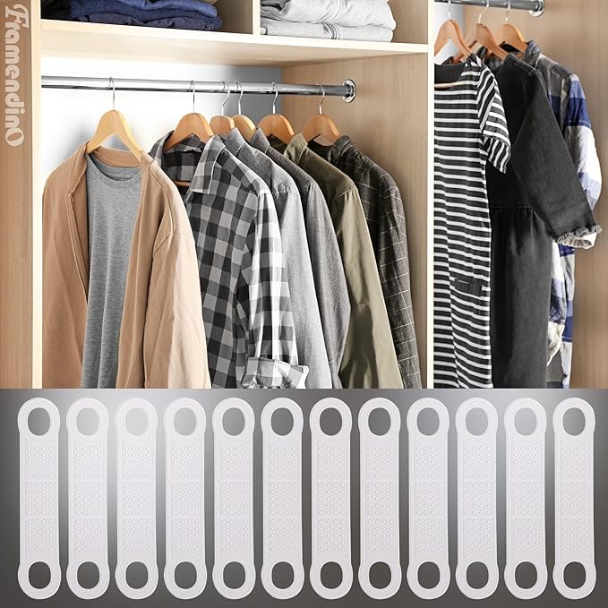 Framendino, 200 Pack Non Slip Hanger Grips Clear Rubber Adhesive Strip for Clothes Hanging Accessories