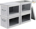 Storage Baskets with Lids, 4 Pack Large Box Organizer with Window, Fabric Storage Cubes Bins for Closet, Collapsible Organizer Bins for Bedroom, Living Room, Dorm, Blended