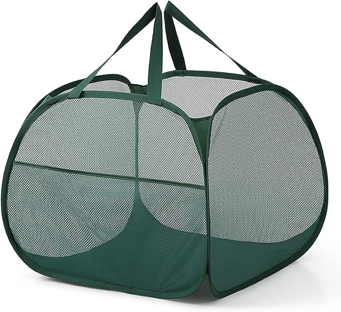 Mesh Laundry Basket,Foldable Mesh Laundry Basket,Simplized Popup Laundry Hamper,90L/24 gallons (green)