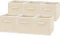 Simple Houseware Foldable Cube Storage Bins, 11-Inch Beige, 6-Pack Fabric Cubes Organizer for Closet or Shelves
