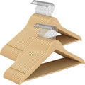 SONGMICS Wooden Hangers, Pack of 30, Coat Hangers, Pants Bar, 360° Swivel Hooks, Solid Birch Wood, Space Saving, for Jackets, Shirts, Coats, Natural Beige UCRW030K01