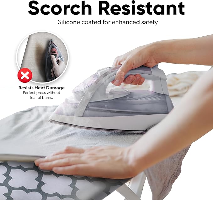 Home Intuition Iron Scorch Resistant Ironing Board Cover and Pad, 15x54, Standard Size Coated Thick Padding