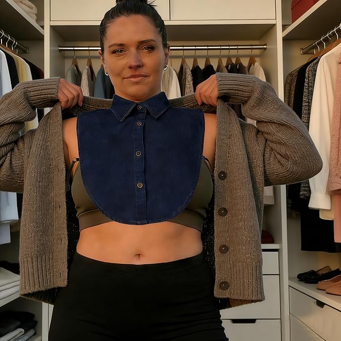 Denim Detachable Collar Faux Dickey Half Shirt Blouse False Decorative Choker