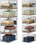 5-Tier Stackable Closet Storage Baskets, Closet Organizers and Storage Shelves, Foldable & Stackable Clothes Storage Bins for Closet Organizer System, Closet Shelf Organizer for Home,Black