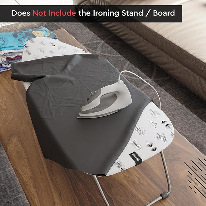 Encasa XO Ironing Board Cover and Pad 28"x12" - Thick 3mm Felt Padding, Drawstring Tightening & Lock, Easy Fit, Scorch & Stain Resistant, Fits Mini Ironing Board - Black Arrow