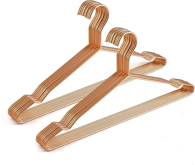 17 Inch Metal Clothes Hanger 20 pack, 4.0mm Heavy Duty Shirt Blouse Hanger for Coat Suit Bridal Boutique, Space Saving Slim Wire Hanger for Camisole Trousers Wedding Dress（Matte Rose Gold）