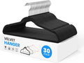 Simple Deluxe 30 Pack Velvet Hangers, Non-Slip Felt Hangers with Shoulder Notches, Space Saving Heavy Duty Clothes Hangers for Coat, Pants, Suit, Sweater, Black