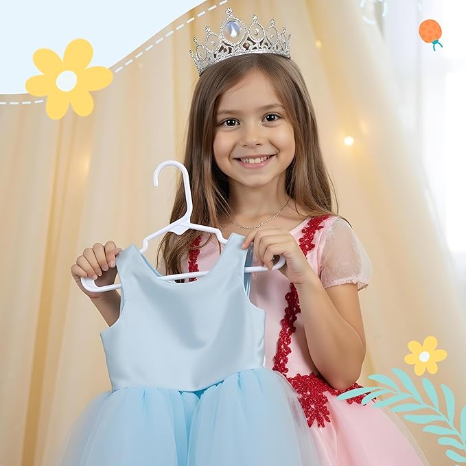 InfiniPower 60-Pack Kids Plastic Hangers, 11.5" Non-Slip & Space-Saving Hangers for Toddler & Infant Clothes, Shirts, Pants, Coats, Skirts, White