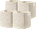 UBBCARE Set of 4 Storage Cubes-11 X 10.5 X 10.5 In, Cotton Rope Basket for Shelves, Toys, Book, Cube Storage Bin with Handles, Woven Storage Basket for Organizing, Beige