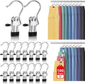 100 Pack Boot Hangers Clips for Closet, Heavy Duty Legging Organizer for Closet Hanging Pants Hangers with Clips Clothes Pins Hanger Clips Laundry Hooks Towel Socks Hats Tall Boots Home Travel Silver