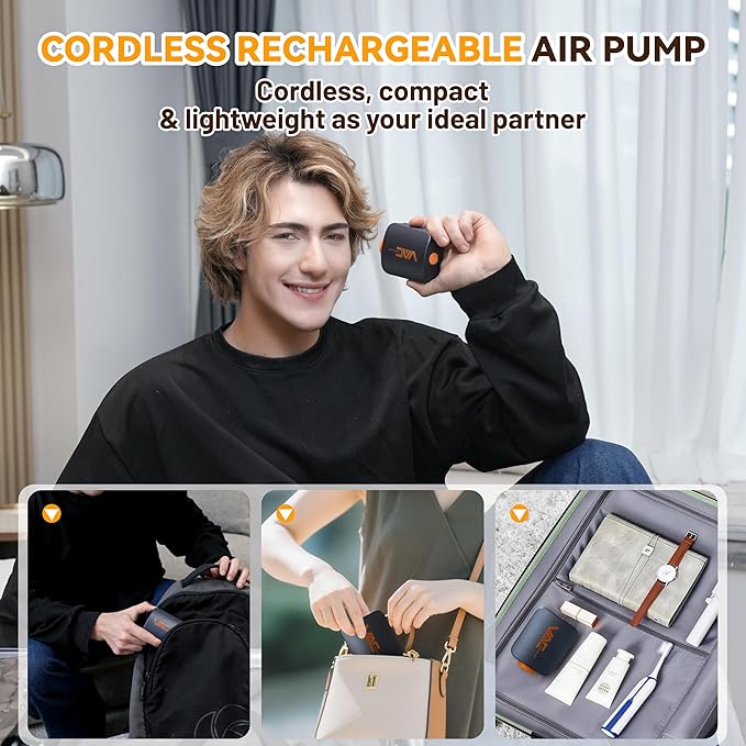 Vacuum Storage Bags with Rechargeable Cordless Pump,12 Pack Vacuum Storage Space Saver Bags, Compression Packing Seasonal Storage for Clothes Bedding Blanket Pillows Comforters