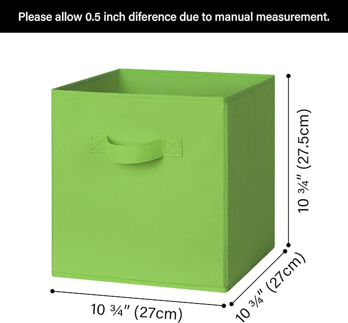 GRANNY SAYS 11 Inch Cube Storage Bins, Colorful Cube Storage Organizer, Fabric Storage Bins, Storage Cubes for Shelves, Closet, Toy Storage Bins for Kids Room, Play Room, Rainbow, 6-Pack
