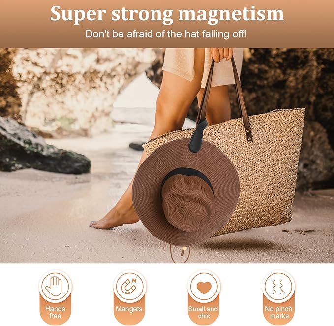 Magnetic Hat Clip 2-Pack - The Black Hat Clip for Travel on Bag, Magnetic Hat Clips for Bag, and Secure Hat Holder for Travel on Caps & Beach Hats, Vacation Essentials