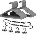 VECELO 50 Pack Plastic Hangers-Clothes Hangers Set with Shoulder Non Slip Notches for Closet Space Saving-Heavy Duty Coat Hanger,Gray