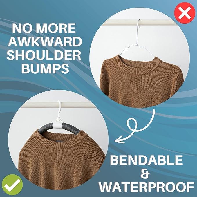 Displays By Jack No Shoulder Bumps Sweater Coat Hangers Padded No Slip Clothes Hanger Flexible Bendable for Bump Free Clothing Adjustable Versatile, Width 18" (Multi-Color, 4)