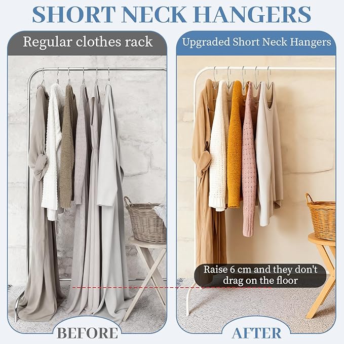 LemonRoad 36 Pack Short Neck Metal Hangers for Clothes 16" Heavy Duty Stainless Steel Wire Closet Hangers Ultra Thin Space Saving for Home Dorm Laundry (Silver,Wire Short Neck)