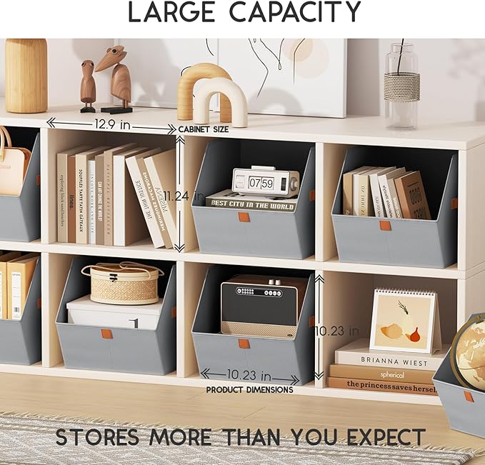 Fabric Closet Storage Cubes - 4 Pack Square Storage Bins with Dual Handles for Clothes, Towels, Toys, Cube Storage Organizers for Bedroom, Nursery, Shelves, Closet, Small Spaces, Grey