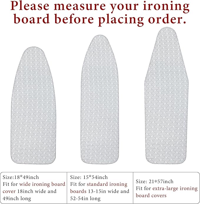 Dalykate Ironing Board Cover 21 x 57 with Scorch and Stain Resistant Thick Padding and Elasticized Edge Ironing Board Covers 4 Fasteners and 1 Protective Scorch Mesh Cloth