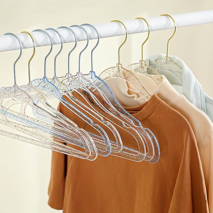 CONCEPTS 40 Pack Baby Hangers Kids Acrylic Non Slip Glitter Clothes Hangers for Toddler Infant Newborn Closet Organizer Small Hangers for Baby Clothes Pants Shirts Space Saving Nursery