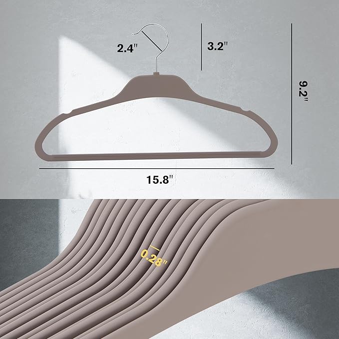 ELONG HOME 30 Pack Rubberized Hangers with Non-Slip Grip, Durable Plastic Hangers for All Clothes, Ultra-Slim Notched Design & 15.7'' Wide