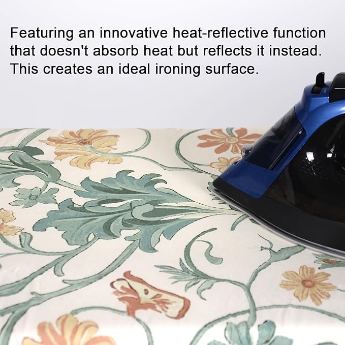 Premium Ironing Board Cover and Pad – Reflective Heat Technology, Heavy-Duty Fabric – Scorch & Stain-Resistant Padding (15″X54″)