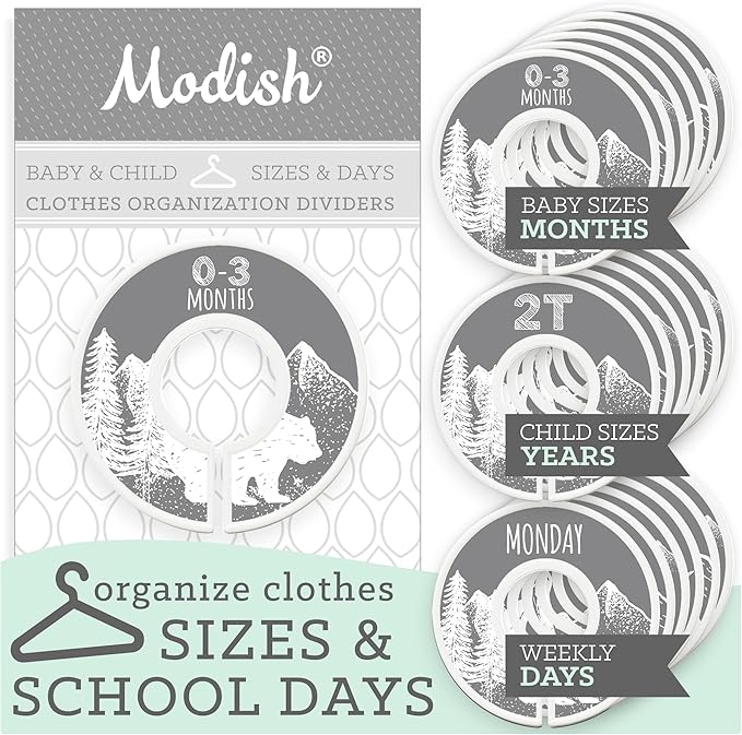 Baby Clothes Closet Organization, Hanging Size Dividers: Months & Years Sets, Girl Boy Neutral Gray Woodland Animal Outdoor Mountain Forest Safari Explorer Nursery Décor, Useful Baby Gift