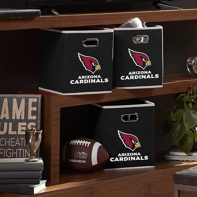 Franklin Sports NFL Storage Bins - Collapsible Cube Container + Basket - NFL Office, Bedroom + Living Room - 11"x11"