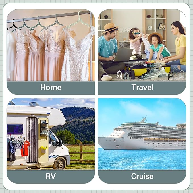 15 Pcs Travel Hangers Cruise Ship Essentials Foldable Portable Plastic Vacation Hangers Non Slip Clothes Drying Rack Travel Accessories for Dormitory School Hotel Laundry (Vintage Color)