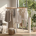 Clothes Drying Rack Foldable, Laundry Drying Rack Clothing with 16 Wooden Rods and 3 Aluminum Legs, Ideal for Versatile Indoor and Outdoor Use in Apartment, RV, Balcony and Bedroom.