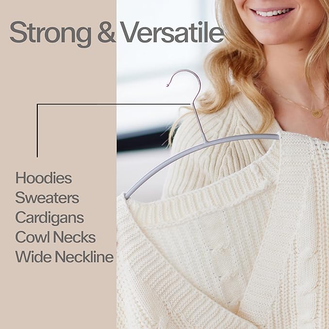 Mawa by Reston Lloyd Euro Series Non-Slip Space Saving Clothes Hanger for Shirts & Dresses, Style 40/P, Set of 12, Silver
