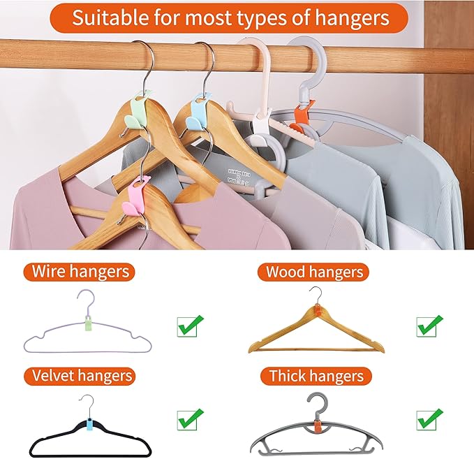 SLMT Clothes Hanger Connector Hooks 100PCS Space Saving Hanger Extender Hooks Closet Organizer for Plastic Hangers Wire Hangers Heavy Duty Hangers
