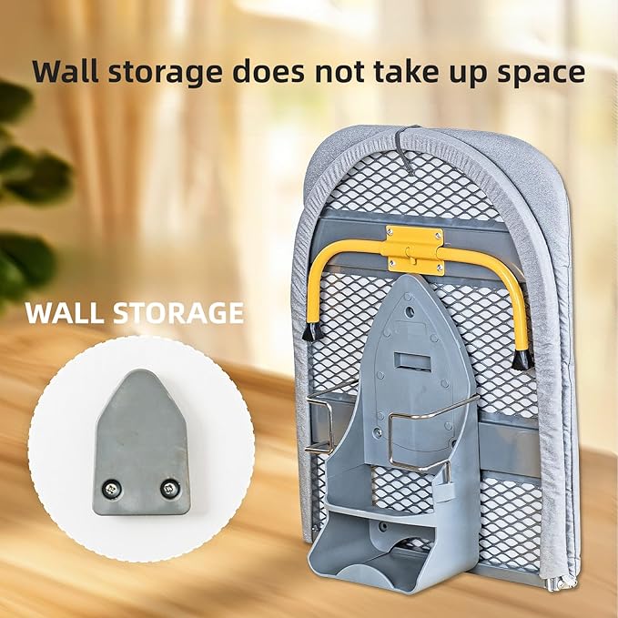 Wall Mount Folding Ironing Board with Iron Holder, Tabletop Mini Ironing Board, Compact Portable Design, Gray