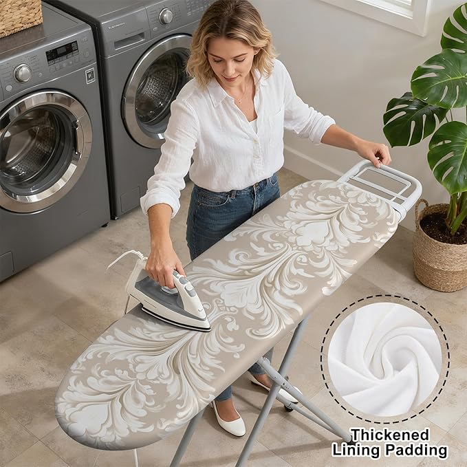 Ironing Board Cover 15"x54" Standard Size Replacement Thick Iron Board Covers Heavy Duty Non-Slip Board Cover Fitted with Elastic Edges and Velcro Straps