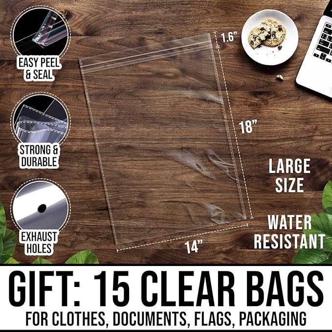 Garden Flags Hangers 2Pack with 15 Cellophane Bags, Garden Flag Storage, Organizer Holder, Heavy Duty Multi Layers Space Saving, Non Slip 6 Tier Open Ended Hangers for Multi use, Pants Organizer