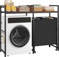 DWVO Over Washer and Dryer Shelves, Standing Shelf with Wheels 68.7 Gal Rolling Laundry Hamper with Shelf/Hooks, Over Washer Storage Portable Laundry Cart Bathroom Organization, 55" H x 47.20" W