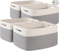 4 Pack Storage Baskets for Organizing, Woven Baskets for Shelves - Perfect for Toys, Books, Towels, and Clothes, Durable Gift Basket Bins Toy Storage, 15.7''Lx11.8''Wx7.8''H, Grey and White
