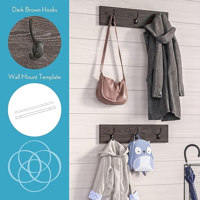 RiverRidge Afton 3-Hook Coat Rack (4 Pack)