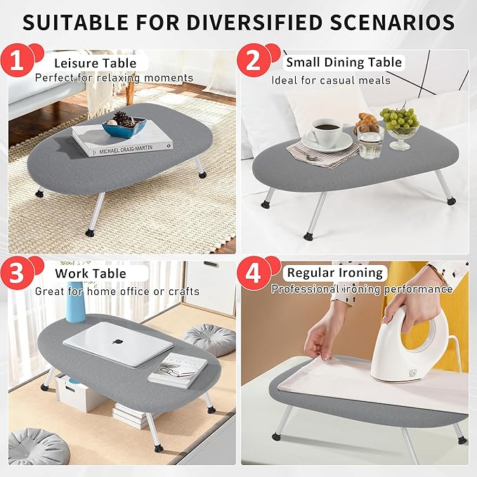 Small Tabletop Ironing Board with Cloth Rack Hanger and Heat Resistant Cover & Pad, 24"x14.5" Portable Compact Iron Board with Non-Slip Folding Feet for Home, Apartment, Small Spaces & Travel, Grey