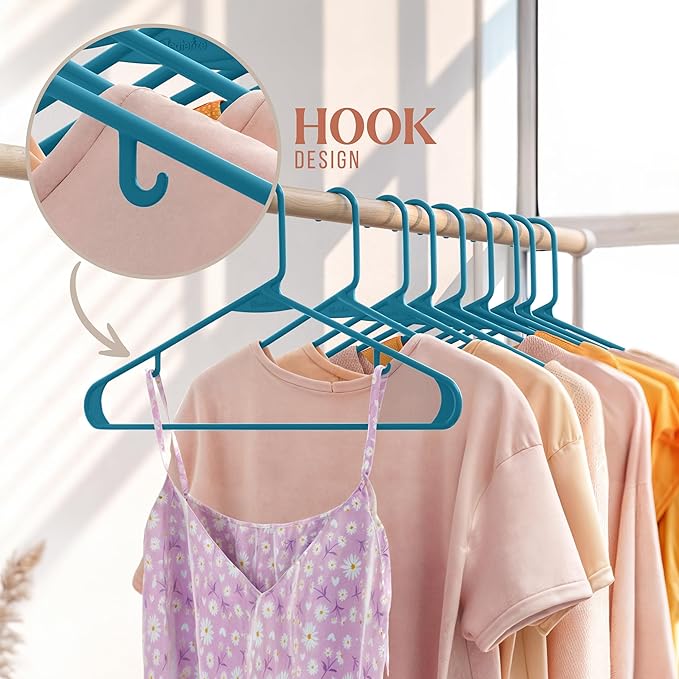 Plastic Hangers 40 Pack Blue - Clothes Hangers - Makes The Perfect Coat Hanger and General Space Saving Clothes Hangers for Closet - Percheros Ganchos para Colgar Ropa Hangars