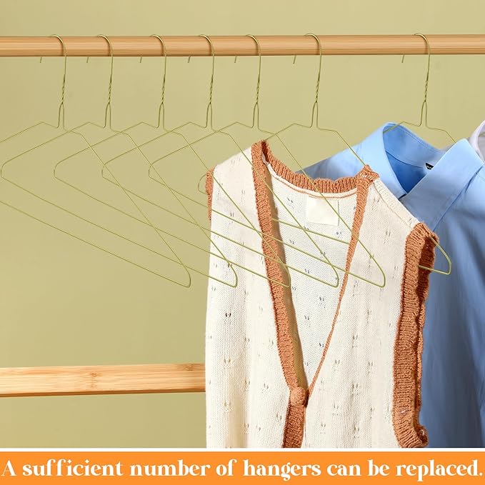 120 Pcs Wire Hangers Bulk 17.7" Dry Cleaner Hangers, Suit Holders for Home Caped Clothing (Gold)