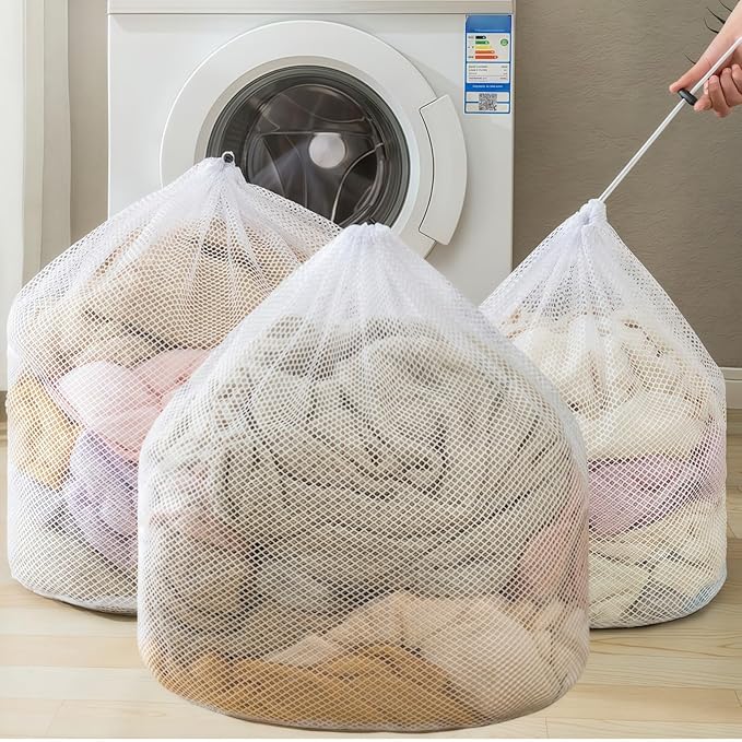 3-Pack Heavy-Duty Mesh Laundry Bags For Delicates - Large 24x32 Inch Washing Machine Bags For Delicates, Hampers, Sports Gear, And Travel - Prevents Tangling And Damage