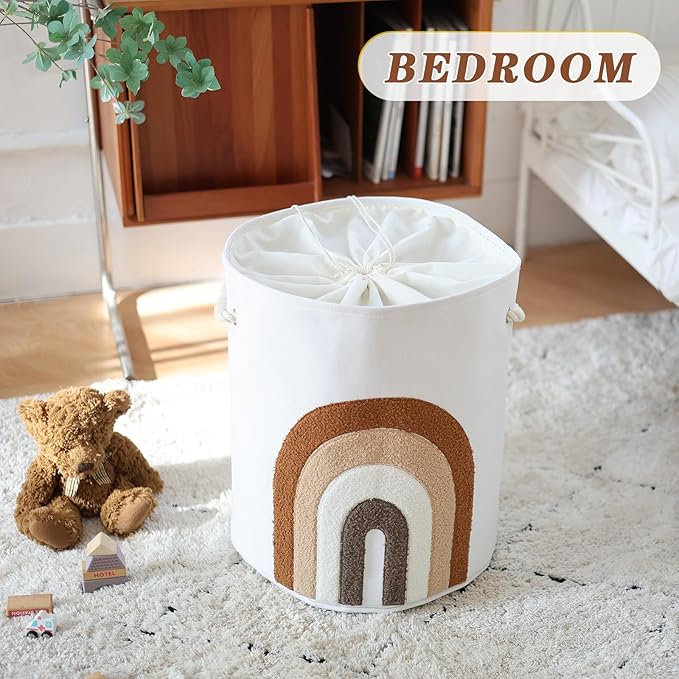 INough Large Laundry Basket Tall Baskets Storage for Dirty Clothes, Toys Storage Bin Baby Hamper 58L Clothes Hampers Blanket Basket Laundry Hamper for Nursery Bedroom Living Room Decor, Coffee Color