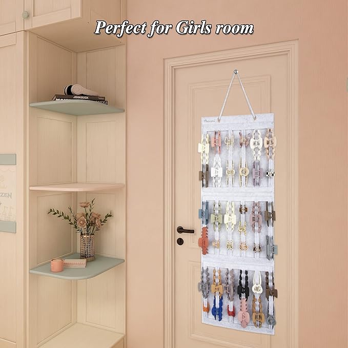 Hanging Claw Clips Holder for Women, Claw Hair Clips Storage Organizer for Lady, Hair Banana Barrettes and Butterfly Jaw Clip Display Stand Holder. (Gray)