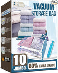 HIBAG Vacuum Storage Seal Bags, 10 Jumbo Space Saver Vacuum Sealer Bags for Clothes, Comforters, Blankets, Bedding (10J)