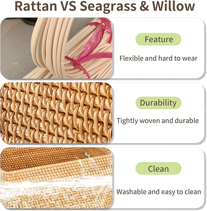 17.7"×15.7"×15.7" Rattan Laundry Basket With Handle, Rattan Laundry Hamper With Liner Bag, Round Wicker Large Hampers For Organizing Clothes Kids Toys Books