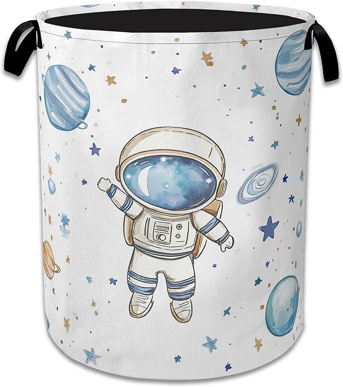 Star Astronaut Laundry Basket Collapsible Laundry Hamper Clothes Toy Storage Bin for Bathroom Bedroom Room Decor 16" X 20.8"