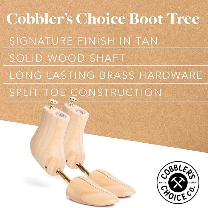 Cobbler's Choice Co. Finest Quality Men’s Boot Tree – Varnished Natural Wood, Timeless Design, Signature Finish, Tan