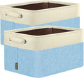 BALEINE 2 Pack Fabric Storage Bins for Shelves, Linen Storage Baskets for Organizing, Decorative Closet Bins for Clothes, Home (Skyblue, 12"x8"x8")