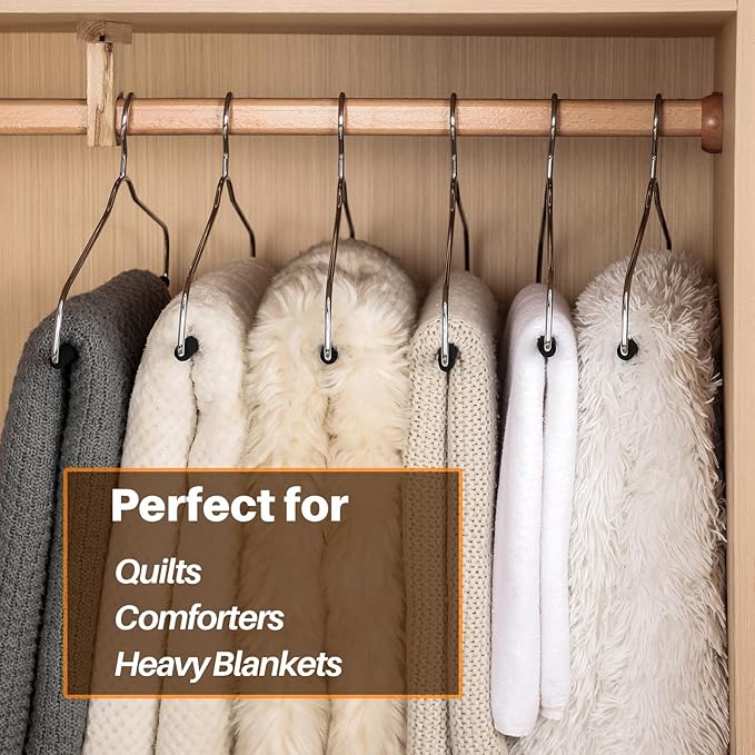 Extra-Wide Drapery Hangers Blanket Hangers Heavy Duty Space Saving with Nonslip Tube- Great for Quilts, Sleeping Bags, Comforters, Table Cloths(8 Pack)